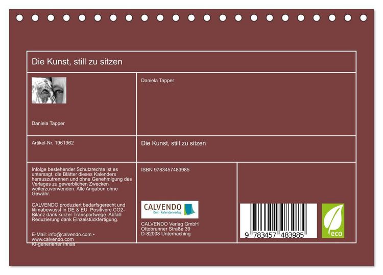 Produktbild: Die Kunst, still zu sitzen (Tischkalender 2026 DIN A5 quer), CALVENDO Monatskalender