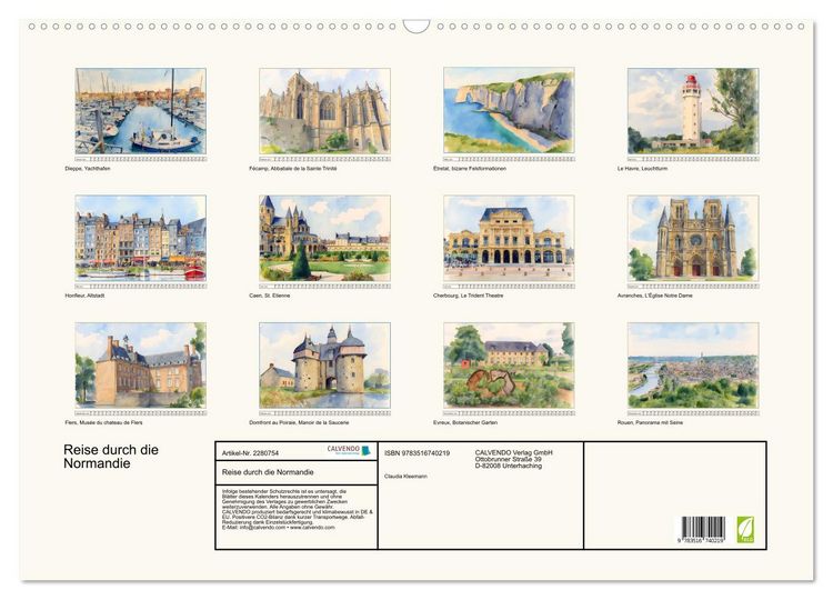Produktbild: Reise durch die Normandie (Wandkalender 2026 DIN A2 quer), CALVENDO Monatskalender