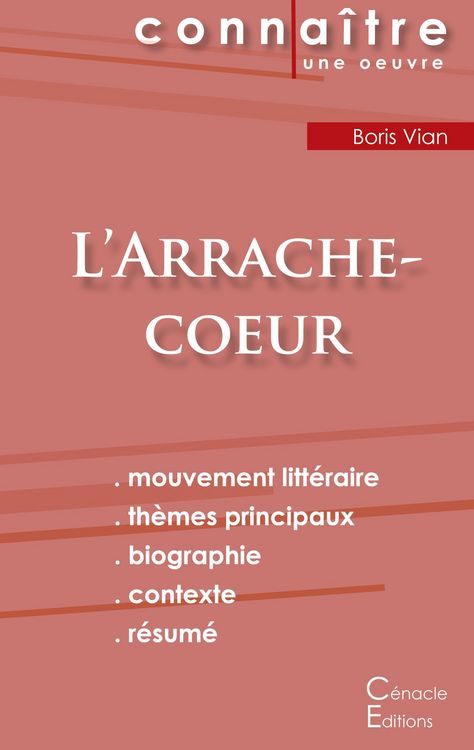 Produktbild: Fiche de lecture L'Arrache-coeur de Boris Vian (Analyse litt&eacute;raire de r&eacute;f&eacute;rence et r&eacute;sum&eacute; complet)