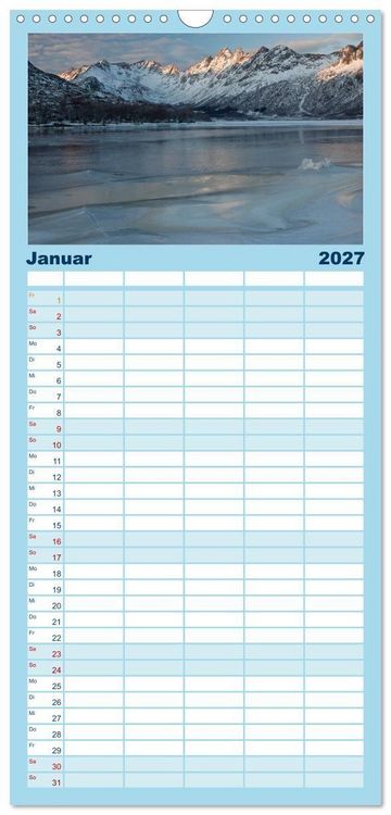 Produktbild: Familienplaner 2027 - Norwegen - Land im Norden mit 5 Spalten (Wandkalender, 21 x 45 cm) CALVENDO