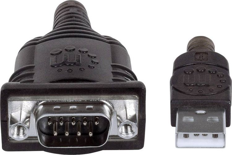 Produktbild: Manhattan USB 1.1, Seriell Anschlusskabel [1x USB 1.1 Stecker A - 1x D-SUB-Stecker 9pol.] 0.45 m Silber-Schwarz
