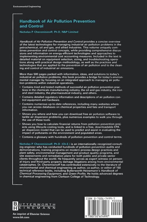 Produktbild: Handbook of Air Pollution Prevention and Control