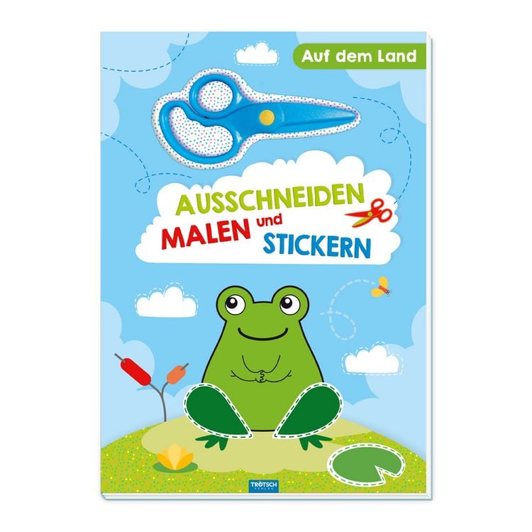 Produktbild: Tr&ouml;tsch Bastelbuch mit Schere Ausschneiden, Malen und Stickern Auf dem Land