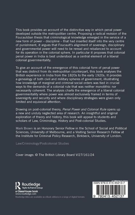 Produktbild: Penal Power and Colonial Rule