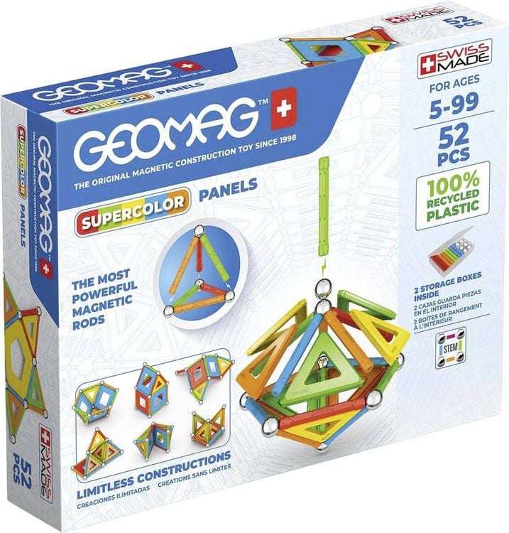 Produktbild: Invento 507058 - Geomag Classic Supercolor Panels Recycled 52 pcs, Magnetischer Baukasten, Magnetspielzeuge
