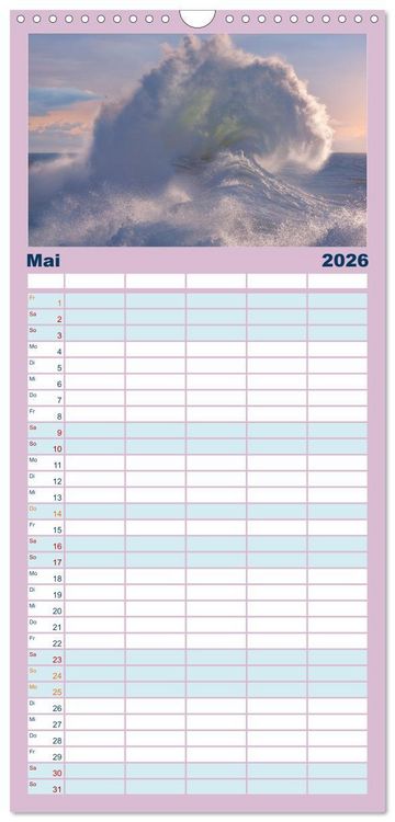 Produktbild: Familienplaner 2026 - Wellen Konzert mit 5 Spalten (Wandkalender, 21 x 45 cm) CALVENDO