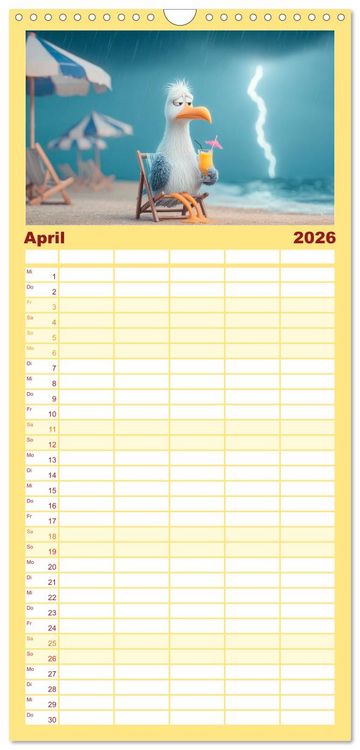 Produktbild: Familienplaner 2026 - M&ouml;wen on Tour mit 5 Spalten (Wandkalender, 21 x 45 cm) CALVENDO