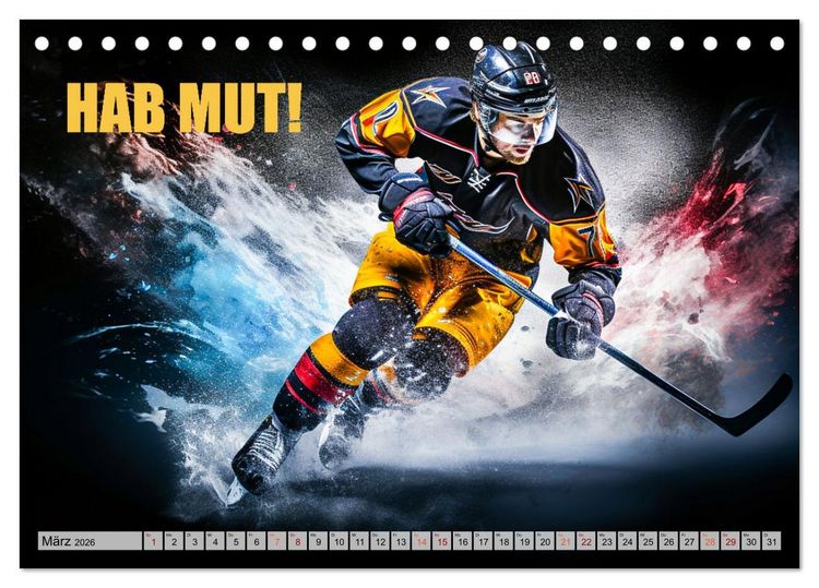 Produktbild: Eishockey und positive Gedanken (Tischkalender 2026 DIN A5 quer), CALVENDO Monatskalender