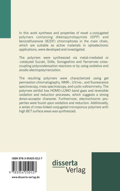 Produktbild: New Conjugated Polymers Based on Benzodifuranone and Diketopyrrolopyrrole