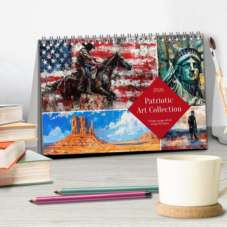 Produktbild: Patriotic Art Collection (Desk Calendar 2026 DIN A5 landscape), CALVENDO 12 Month DeskCalendar