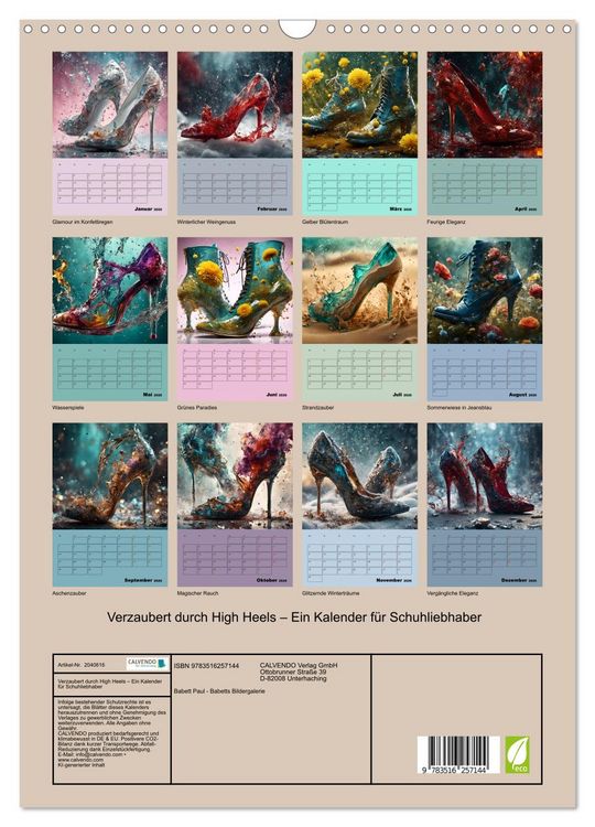 Produktbild: Verzaubert durch High Heels &ndash; Ein Kalender f&uuml;r Schuhliebhaber (Wandkalender 2026 DIN A3 hoch), CALVENDO Monatskalender