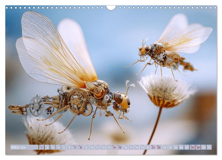 Produktbild: Insecta Mechanica. Fantastische Fl&uuml;gelwesen zwischen Technik und Natur (Wandkalender 2026 DIN A3 quer), CALVENDO Monatskalender