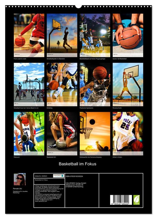 Produktbild: Basketball im Fokus (hochwertiger Premium Wandkalender 2026 DIN A2 hoch), Kunstdruck in Hochglanz