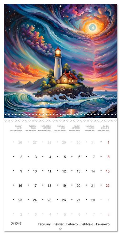 Produktbild: Phares romantiques (Calendrier mural carr&eacute; 2026 30x30 cm) Calendrier double avec une page pour vos prises de notes