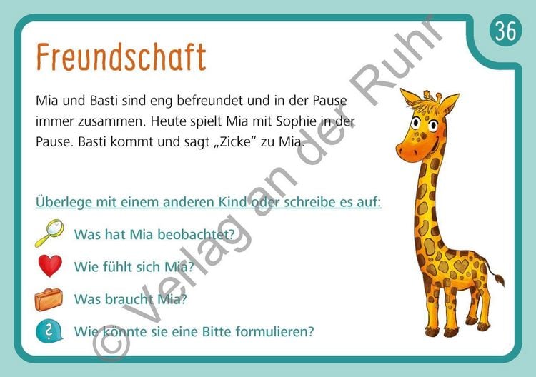 Produktbild: Unsere Giraffen-Kartei &ndash; Kinder &uuml;ben selbstst&auml;ndig gewaltfreie Kommunikation mit der Giraffensprache