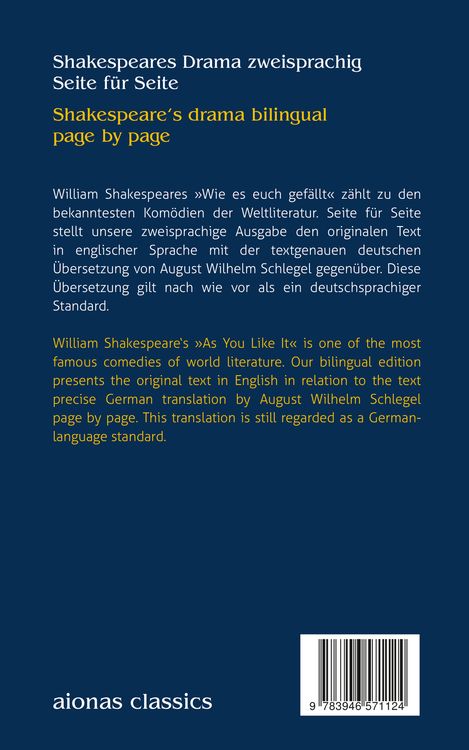 Produktbild: Wie es euch gef&auml;llt. Shakespeare. Zweisprachig: Englisch-Deutsch / As You Like It