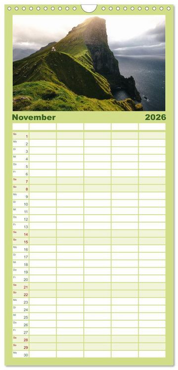 Produktbild: Familienplaner 2026 - F&auml;r&ouml;er - Die wundersch&ouml;nen Inseln im Norden. mit 5 Spalten (Wandkalender, 21 x 45 cm) CALVENDO