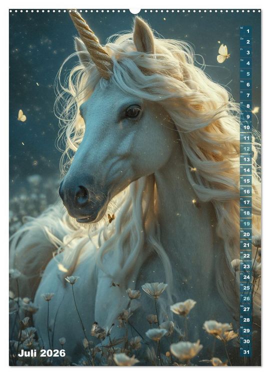 Produktbild: M&auml;rchenhafte Einhornreise - Ein Jahr voller Magie (hochwertiger Premium Wandkalender 2026 DIN A2 hoch), Kunstdruck in Hochglanz
