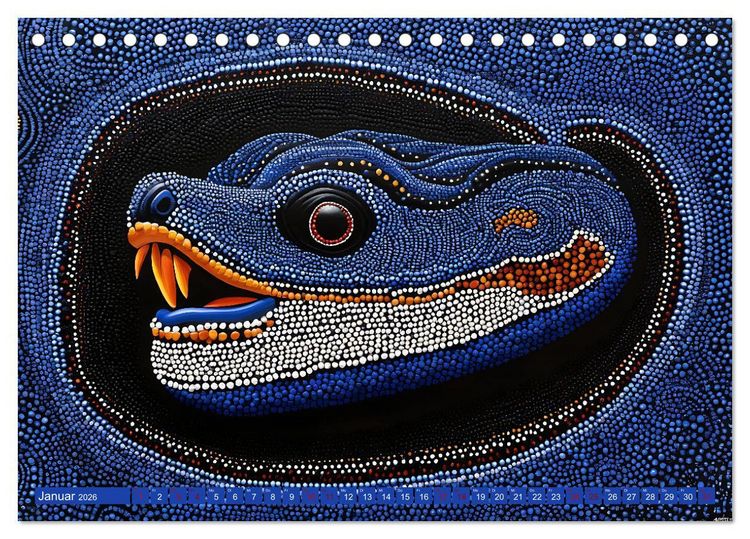 Produktbild: Traumzeit - KI-generierte Aborigine-Kunst aus dem Herzen Australiens (Tischkalender 2026 DIN A5 quer), CALVENDO Monatskalender