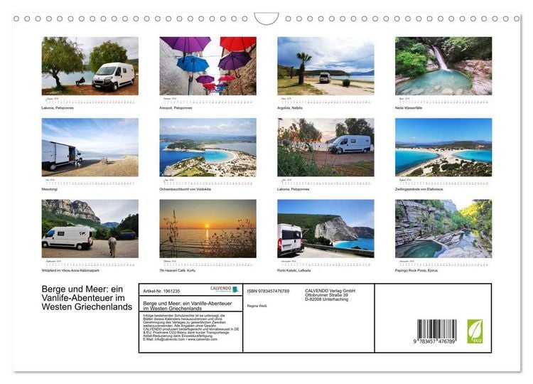 Produktbild: Berge und Meer: ein Vanlife-Abenteuer im Westen Griechenlands (Wandkalender 2026 DIN A3 quer), CALVENDO Monatskalender