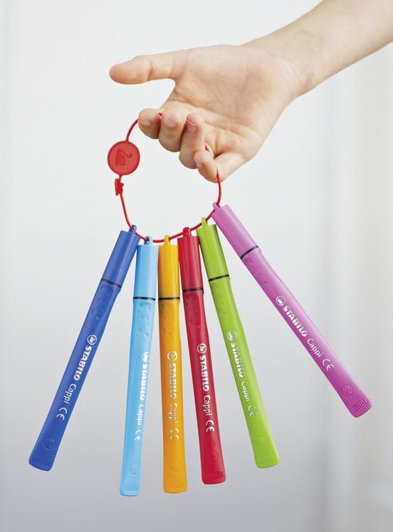 Produktbild: STABILO Filzstift mit Kappenring -   Cappi - 12er Pack - mit 12 verschiedenen Farben