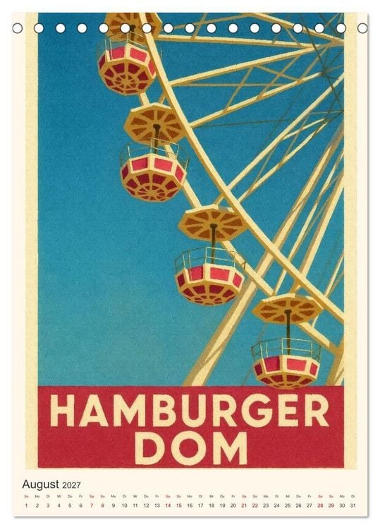 Produktbild: City Poster Hamburg - Stilisierte Impressionen der Hansestadt (Tischkalender 2027 DIN A5 hoch), CALVENDO Monatskalender