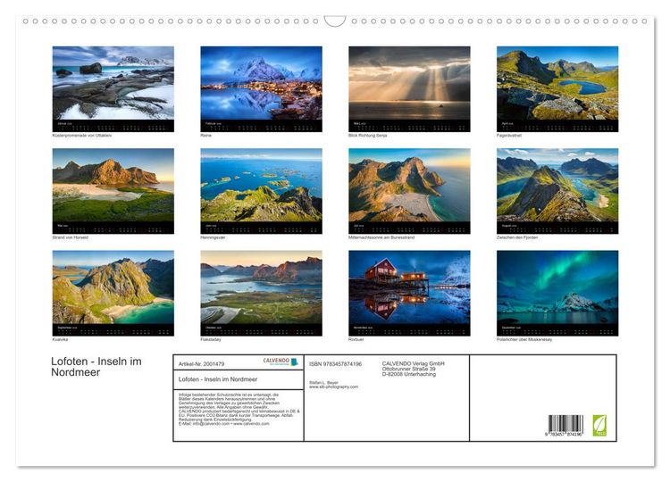 Produktbild: Lofoten - Inseln im Nordmeer (Wandkalender 2026 DIN A2 quer), CALVENDO Monatskalender