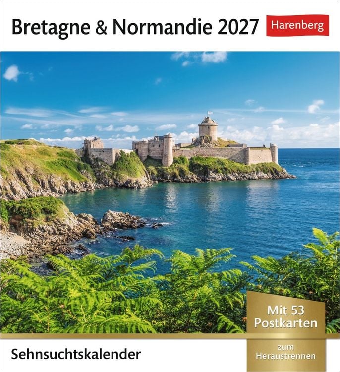 Produktbild: Bretagne & Normandie Sehnsuchtskalender 2027 - Wochenkalender mit 53 Postkarten