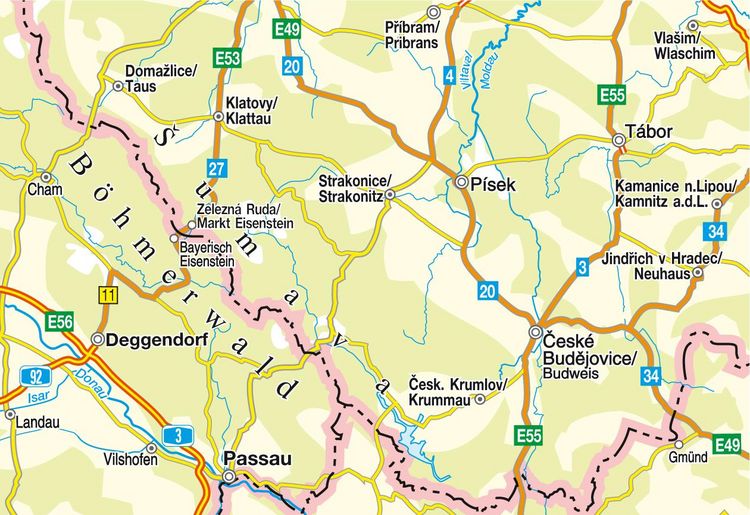 Produktbild: H&ouml;fer Stra&szlig;enkarte CS 004 Tschechien - S&uuml;dliches Egerland, B&ouml;hmerwald 1:200.000