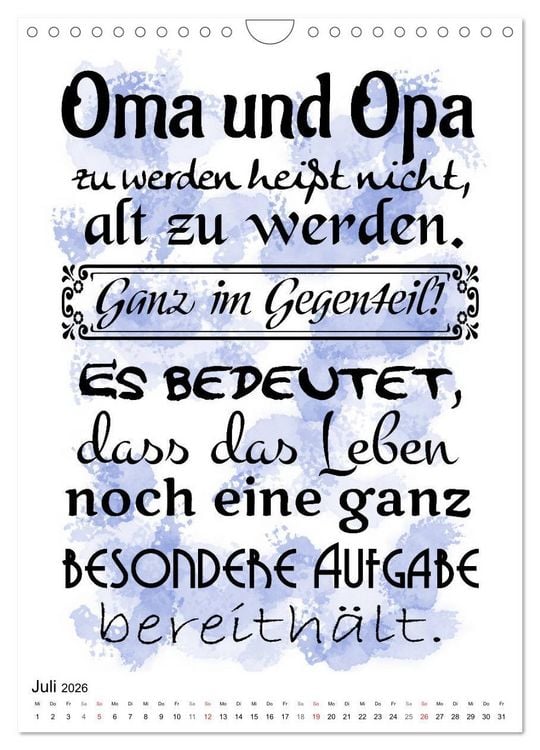Produktbild: Oma und Opa, die Helden unserer Kindheit (Wandkalender 2026 DIN A4 hoch), CALVENDO Monatskalender