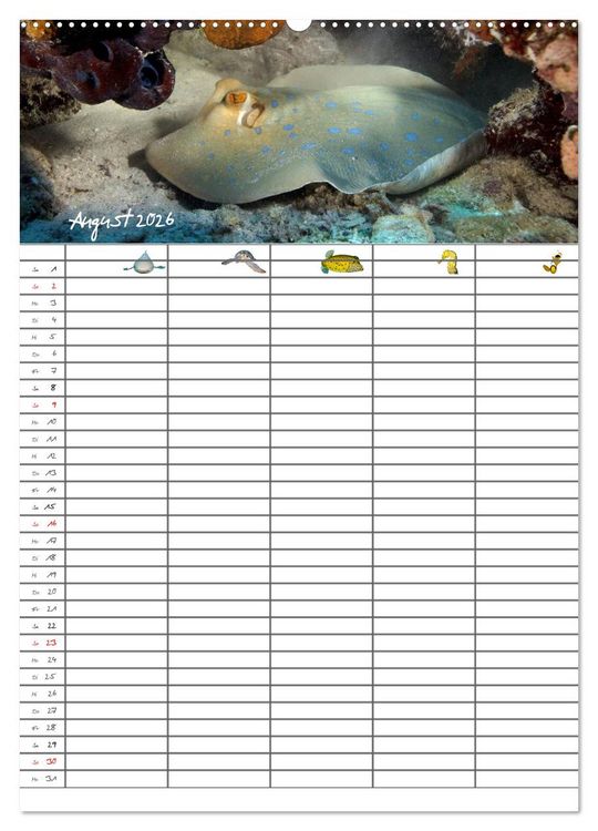 Produktbild: Der Unterwasser Familienplaner 2026 (hochwertiger Premium Wandkalender 2026 DIN A2 hoch), Kunstdruck in Hochglanz