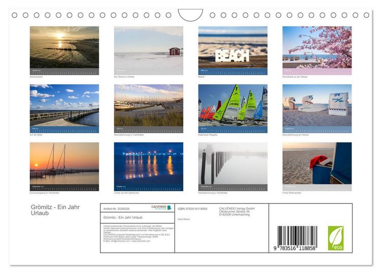 Produktbild: Gr&ouml;mitz - Ein Jahr Urlaub (Wandkalender 2026 DIN A4 quer), CALVENDO Monatskalender