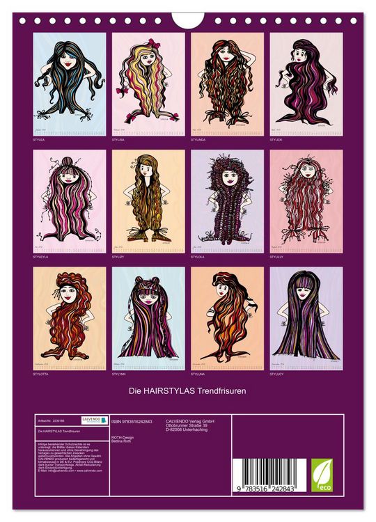 Produktbild: Die HAIRSTYLAS Trendfrisuren (Wandkalender 2026 DIN A4 hoch), CALVENDO Monatskalender
