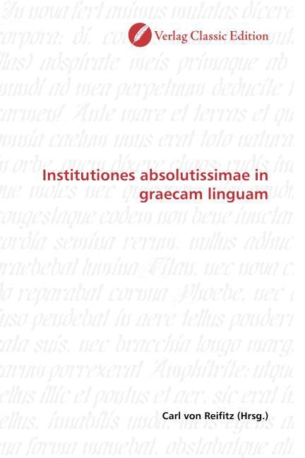 Produktbild: Institutiones absolutissimae in graecam linguam