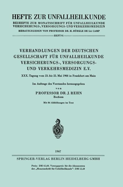 Produktbild: Verhandlungen der Deutschen Gesellschaft f&uuml;r Unfallheilkunde Versicherungs-, Versorgungs- und Verkehrsmedizin e.V.
