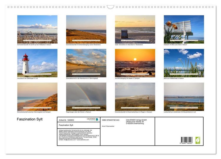 Produktbild: Faszination Sylt (Wandkalender 2026 DIN A2 quer), CALVENDO Monatskalender