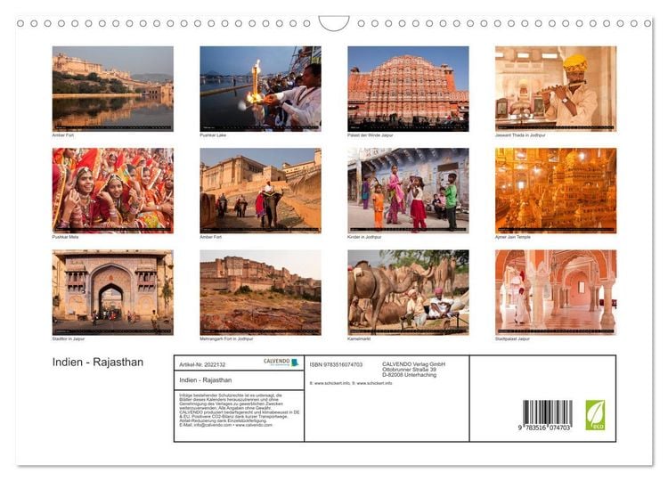 Produktbild: Indien - Rajasthan (Wandkalender 2026 DIN A3 quer), CALVENDO Monatskalender