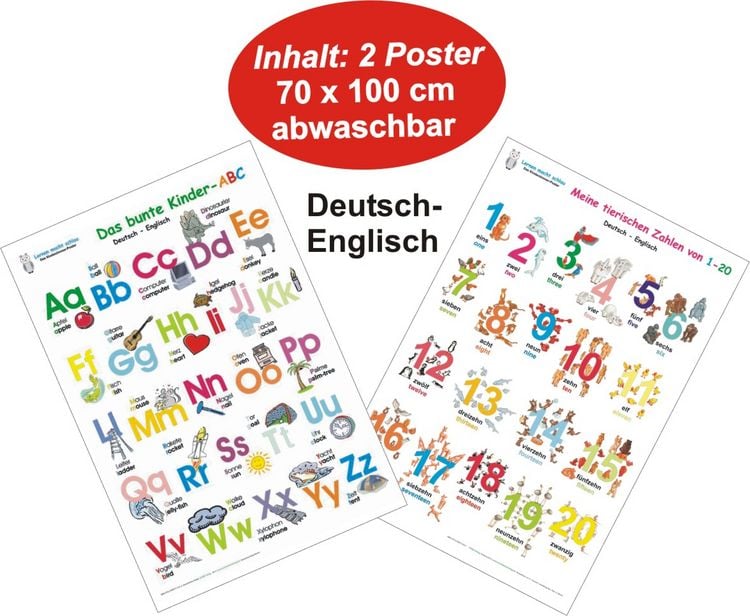 Produktbild: Das bunte Kinder-ABC + Meine tierischen Zahlen von 1-20 Deutsch/Englisch