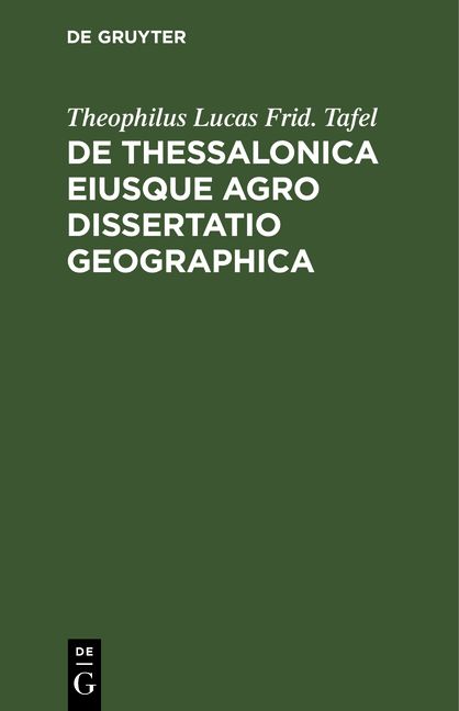 Produktbild: De Thessalonica eiusque agro dissertatio geographica