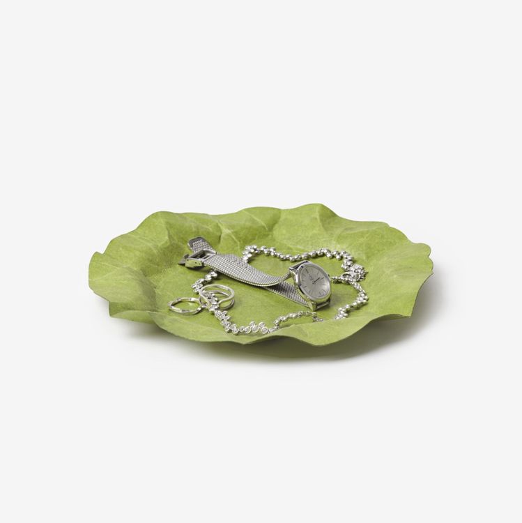 Produktbild: Flexible Hanji-Papierschale Lotusblatt (S) Gr&uuml;n &ndash; Ablage / Servierschale aus koreanischem Hanji-Papier