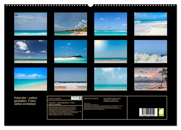 Produktbild: Kalender - selbst gestalten, Fotos selbst einkleben (hochwertiger Premium Wandkalender 2026 DIN A2 quer), Kunstdruck in Hochglanz
