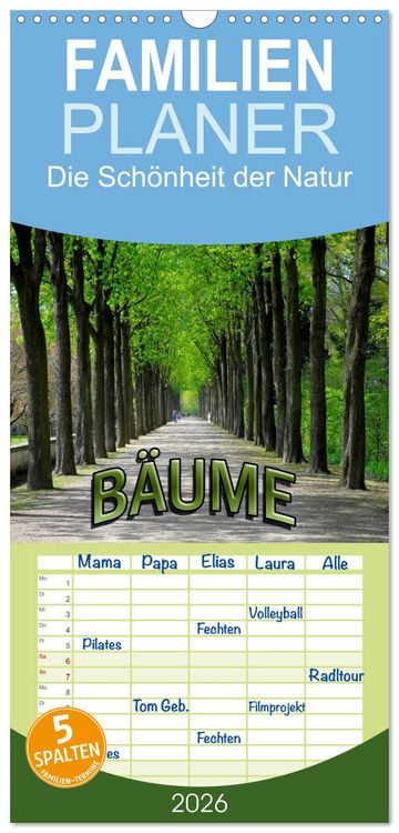 Produktbild: Familienplaner 2026 - B&auml;ume 2026 mit 5 Spalten (Wandkalender, 21 x 45 cm) CALVENDO