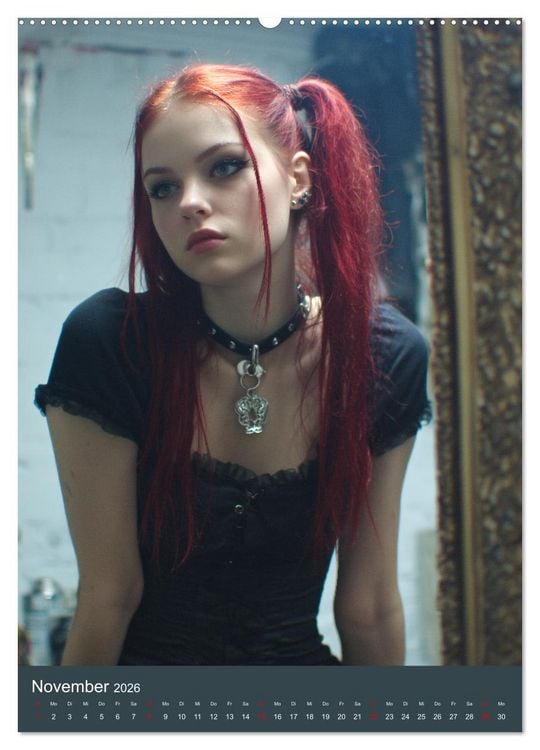 Produktbild: Gothic Girls - d&uuml;stere Frauen in schwarzer Gothic-Kleidung (hochwertiger Premium Wandkalender 2026 DIN A2 hoch), Kunstdruck in Hochglanz