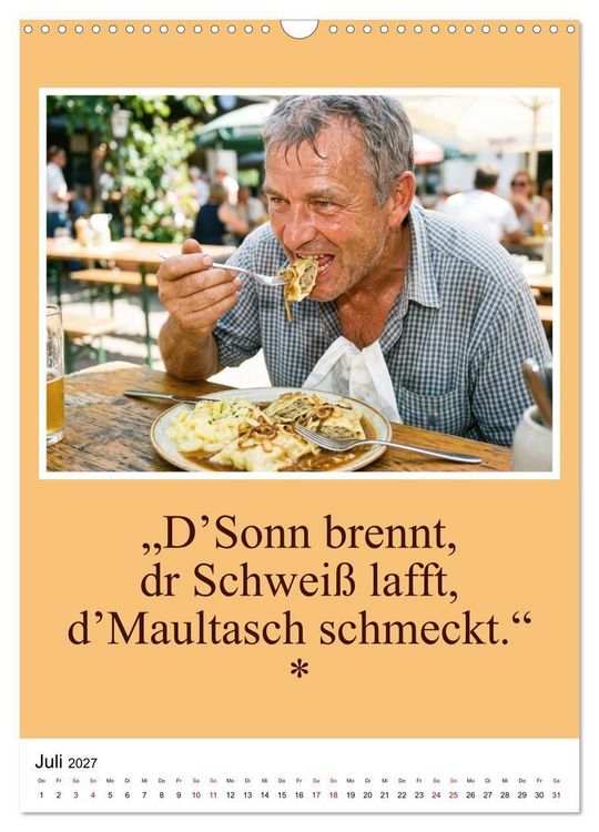 Produktbild: Schw&auml;bische Mundart - A Brezl ohne Salz isch wie a Dag ohne Bruddla (Wandkalender 2027 DIN A3 hoch), CALVENDO Monatskalender