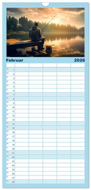 Produktbild: Familienplaner 2026 - Angeln und Fischen Impressionen mit 5 Spalten (Wandkalender, 21 x 45 cm) CALVENDO