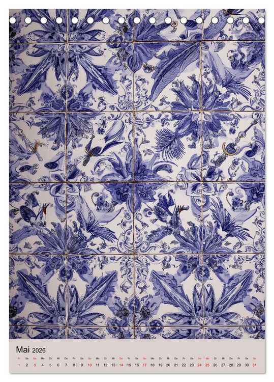 Produktbild: Portugiesischer Fliesen - Azulejos f&uuml;r Fliesenleger, Kunst- und Portugal-Liebhaber (Tischkalender 2026 DIN A5 hoch), CALVENDO Monatskalender