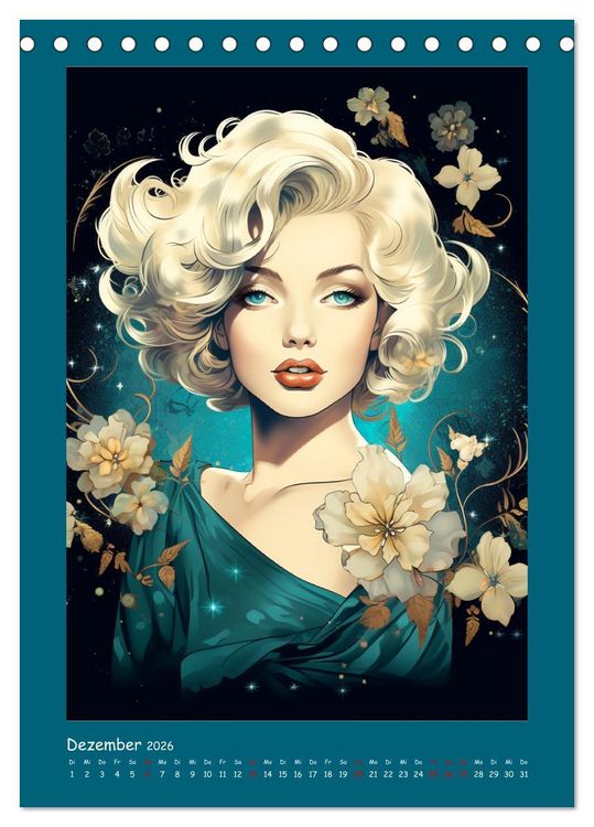 Produktbild: Glanz der Filmdiven. Art Nouveau Paintings im Poster-Stil (Tischkalender 2026 DIN A5 hoch), CALVENDO Monatskalender