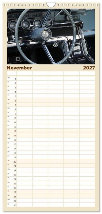 Produktbild: Familienplaner 2027 - Ikonische US-Car Armaturenbretter mit 5 Spalten (Wandkalender, 21 x 45 cm) CALVENDO