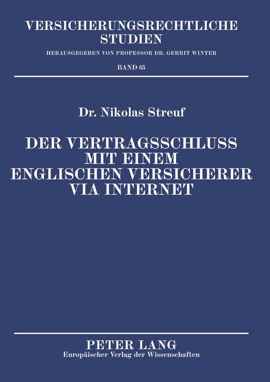 Produktbild: Der Vertragsschluss mit einem englischen Versicherer via Internet