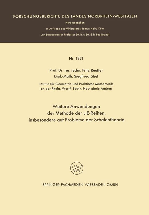 Produktbild: Weitere Anwendungen der Methode der LIE-Reihen